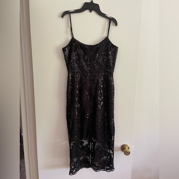 black lacy lined sheath dress - Picture 2 of 6